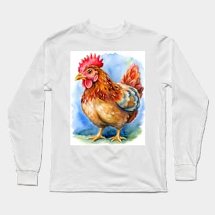 Watercolor Egger Chicken Long Sleeve T-Shirt